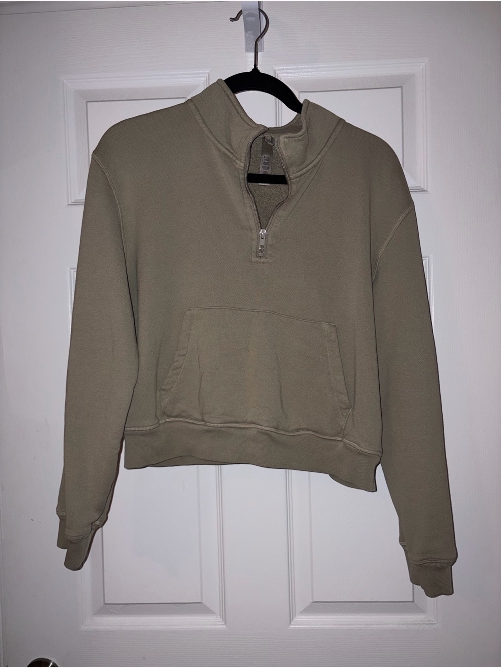 SKIMS Olive Green Half-Zip Pullover Sweatshirt